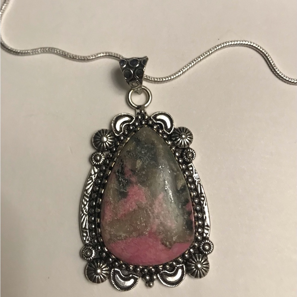 Cobalto Calcite Stamped 925 Sterling Silver Necklace